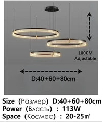 Lustre LED anneau en acrylique au design contemporain avec anneau intérieur | Marco Lucetti Cercle de 80cm B / Promesse avec télécommande
