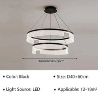 Lustre LED Anneaux Suspendu Nordique Moderne | Marco Lucetti Type B 40 cm 60 cm / Blanc froid (pas de RC)