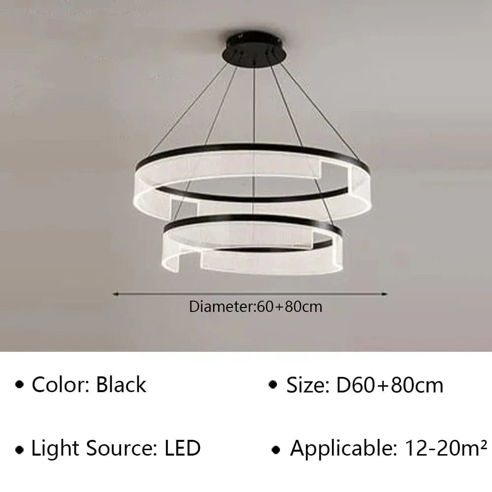 Lustre LED Anneaux Suspendu Nordique Moderne | Marco Lucetti Type B 60 cm 80 cm / Gradation continue (RC)