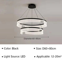 Lustre LED Anneaux Suspendu Nordique Moderne | Marco Lucetti Type B 60 cm 80 cm / Gradation continue (RC)