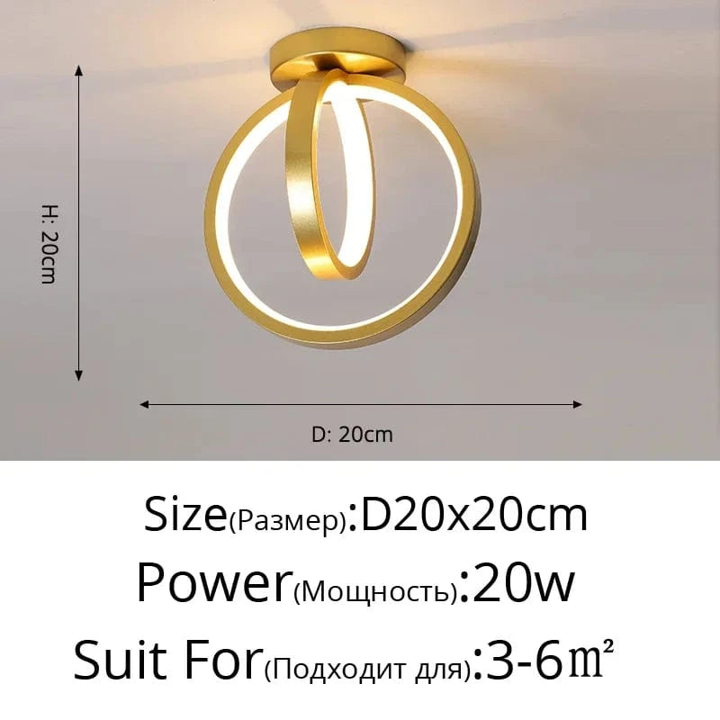 Lustre LED Annulight pour Maison | Marco Lucetti 3 couleurs sans télécommande / A doré 20x20cm