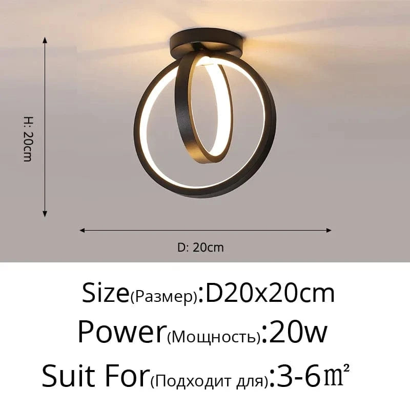 Lustre LED Annulight pour Maison | Marco Lucetti 3 couleurs sans télécommande / A noir 20x20cm
