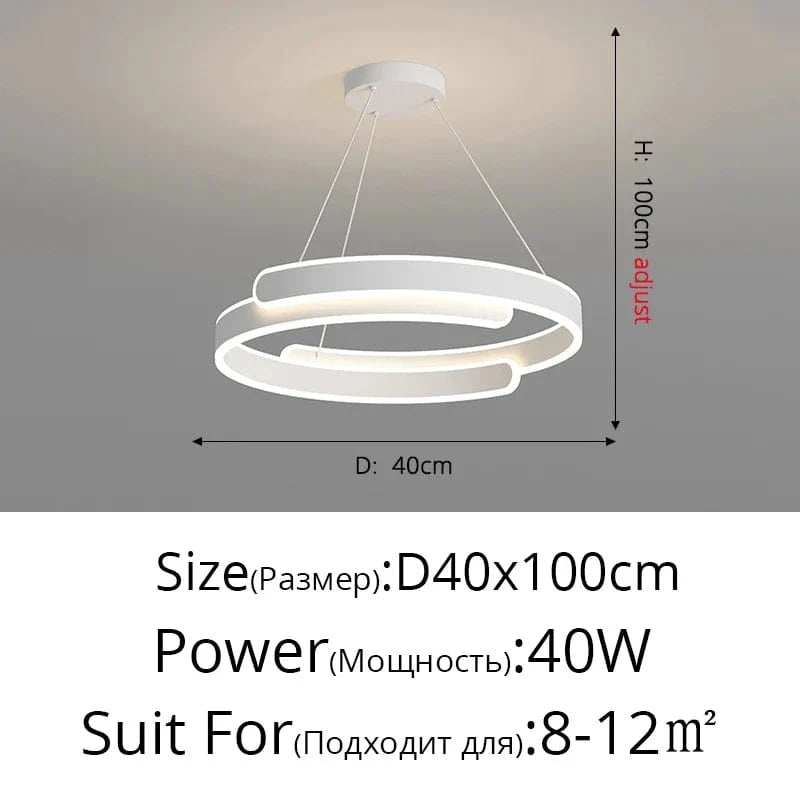 Lustre LED Annulight pour Maison | Marco Lucetti Intensité variable avec télécommande / Blanc 40cm