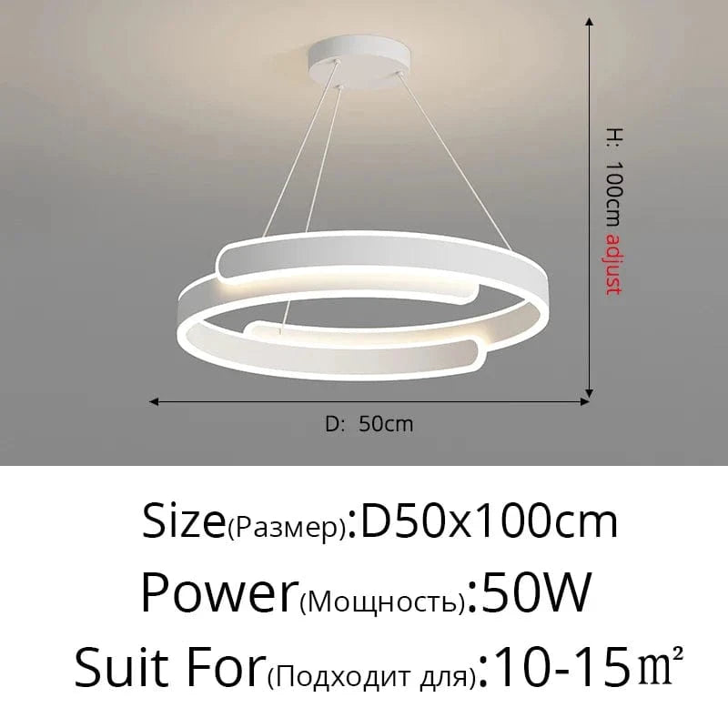 Lustre LED Annulight pour Maison | Marco Lucetti Intensité variable avec télécommande / Blanc 50cm