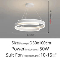 Lustre LED Annulight pour Maison | Marco Lucetti Intensité variable avec télécommande / Blanc 50cm