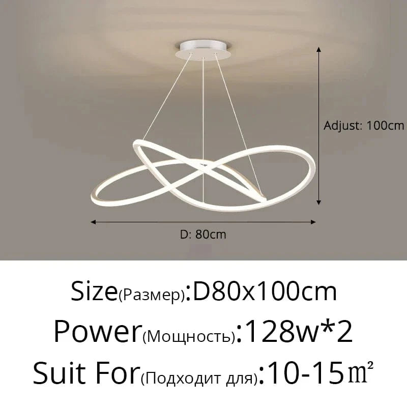 Lustre LED Arrondi pour une Décoration Intérieure Moderne | Marco Lucetti A 80cm blanc / 3 couleurs