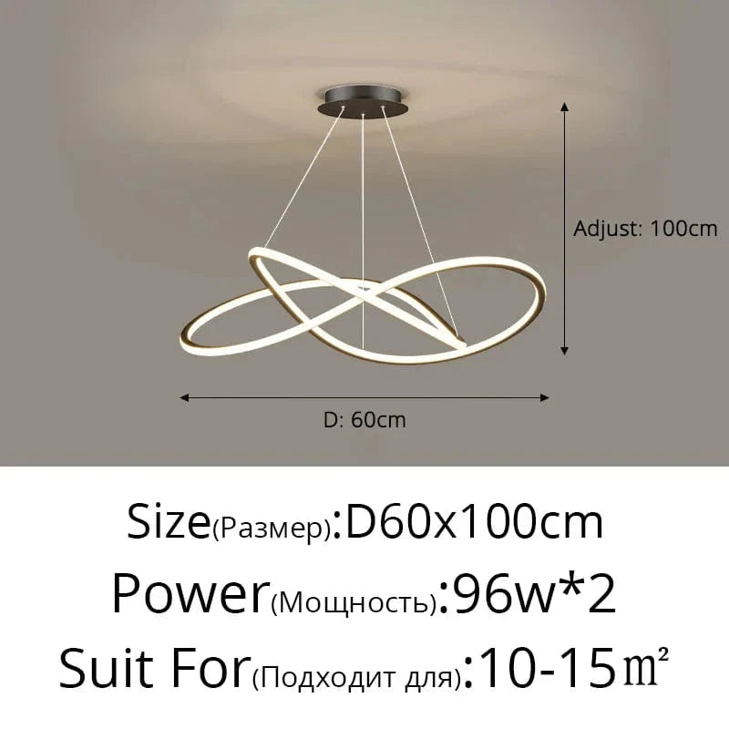 Lustre LED Arrondi pour une Décoration Intérieure Moderne | Marco Lucetti A Noir 60cm / 3 couleurs