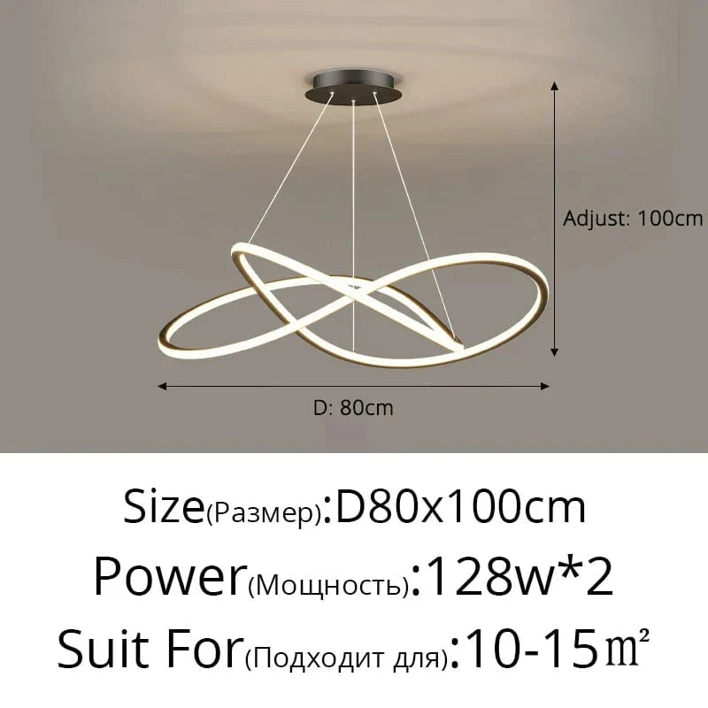 Lustre LED Arrondi pour une Décoration Intérieure Moderne | Marco Lucetti A Noir 80cm / 3 couleurs