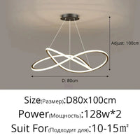 Lustre LED Arrondi pour une Décoration Intérieure Moderne | Marco Lucetti A Noir 80cm / 3 couleurs