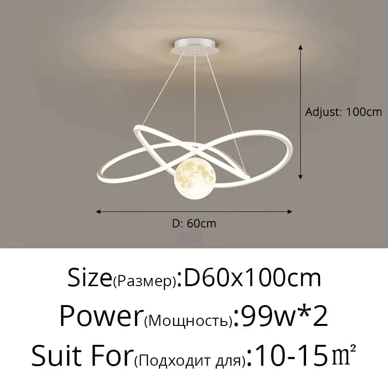 Lustre LED Arrondi pour une Décoration Intérieure Moderne | Marco Lucetti B Blanc 60cm / 3 couleurs