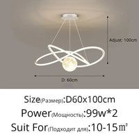 Lustre LED Arrondi pour une Décoration Intérieure Moderne | Marco Lucetti B Blanc 60cm / 3 couleurs