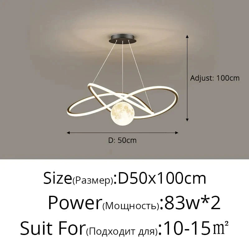 Lustre LED Arrondi pour une Décoration Intérieure Moderne | Marco Lucetti B Noir 50cm / 3 couleurs