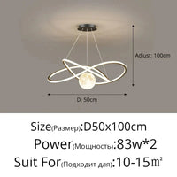 Lustre LED Arrondi pour une Décoration Intérieure Moderne | Marco Lucetti B Noir 50cm / 3 couleurs