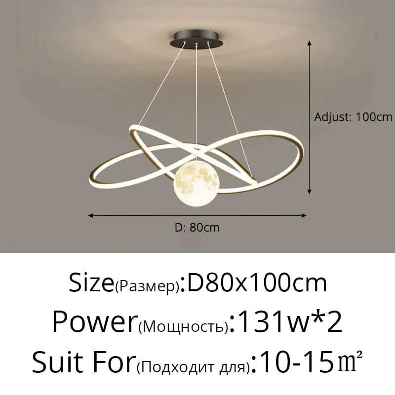 Lustre LED Arrondi pour une Décoration Intérieure Moderne | Marco Lucetti B Noir 80cm / 3 couleurs