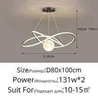 Lustre LED Arrondi pour une Décoration Intérieure Moderne | Marco Lucetti B Noir 80cm / 3 couleurs