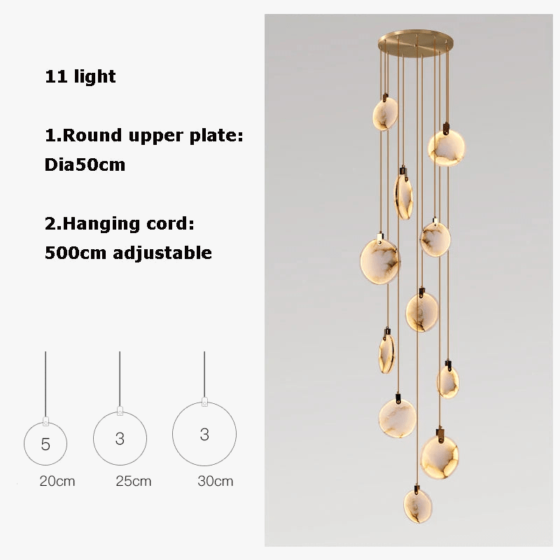 Lustre LED Artistique en Marbre Doré avec Intensité Réglable | Marco Lucetti