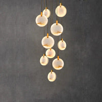 Lustre LED Artistique en Marbre Doré avec Intensité Réglable | Marco Lucetti