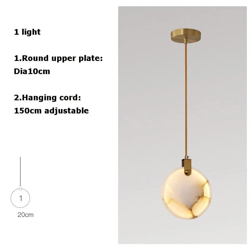 Lustre LED Artistique en Marbre Doré avec Intensité Réglable | Marco Lucetti 20cm 1 lumière / Lumière blanche