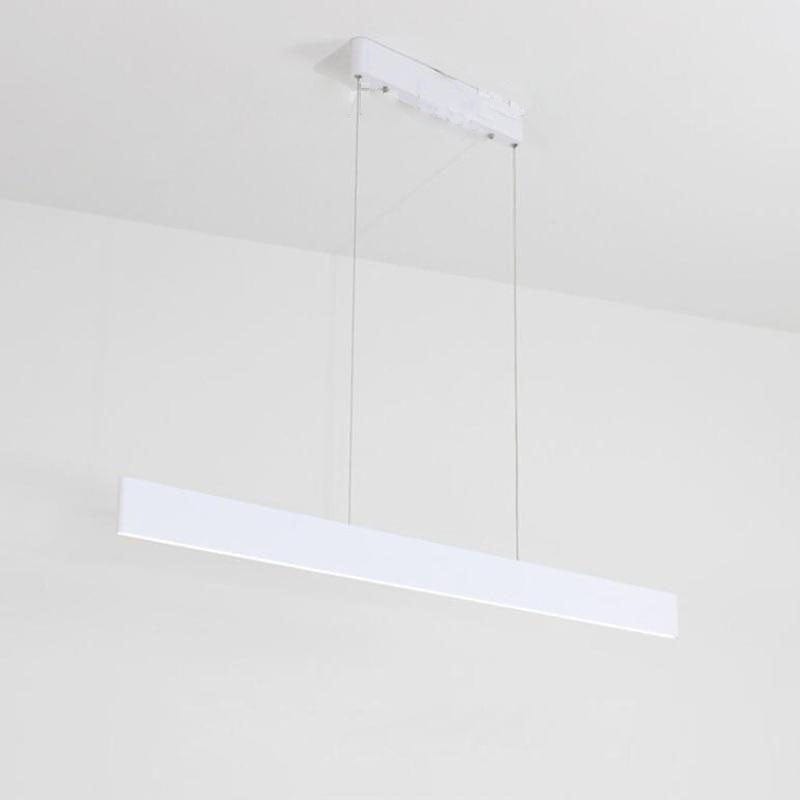 Lustre LED Barre Suspendue Rectangulaire Ultra Fine | Marco Lucetti Blanc / 91cm / Chaude