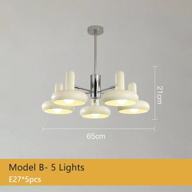 Lustre LED Bauhaus Blanc Métal - Élégance Suspendue | Marco Lucetti B 5 Lumières / Lumière chaude