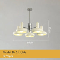 Lustre LED Bauhaus Blanc Métal - Élégance Suspendue | Marco Lucetti B 5 Lumières / Lumière chaude