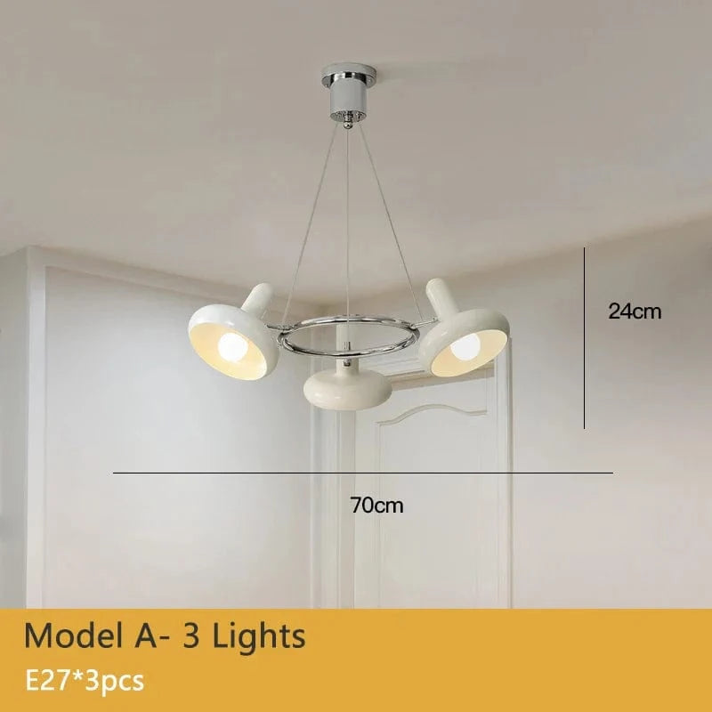 Lustre LED Bauhaus Blanc Métal - Élégance Suspendue | Marco Lucetti Un 3 Lumières / Lumière chaude