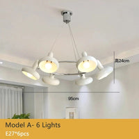 Lustre LED Bauhaus Blanc Métal - Élégance Suspendue | Marco Lucetti Un 6 Lumières / Lumière chaude