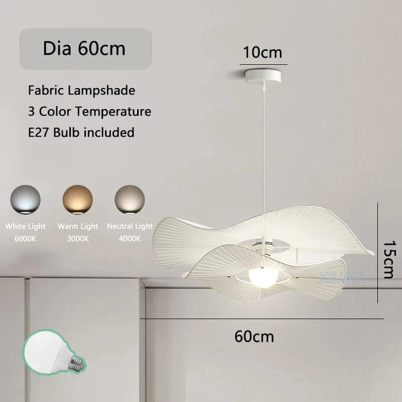 Lustre LED blanc en tissu pour salon et salle à manger | Marco Lucetti Lampes à suspension chapeau / 3 Température de couleur