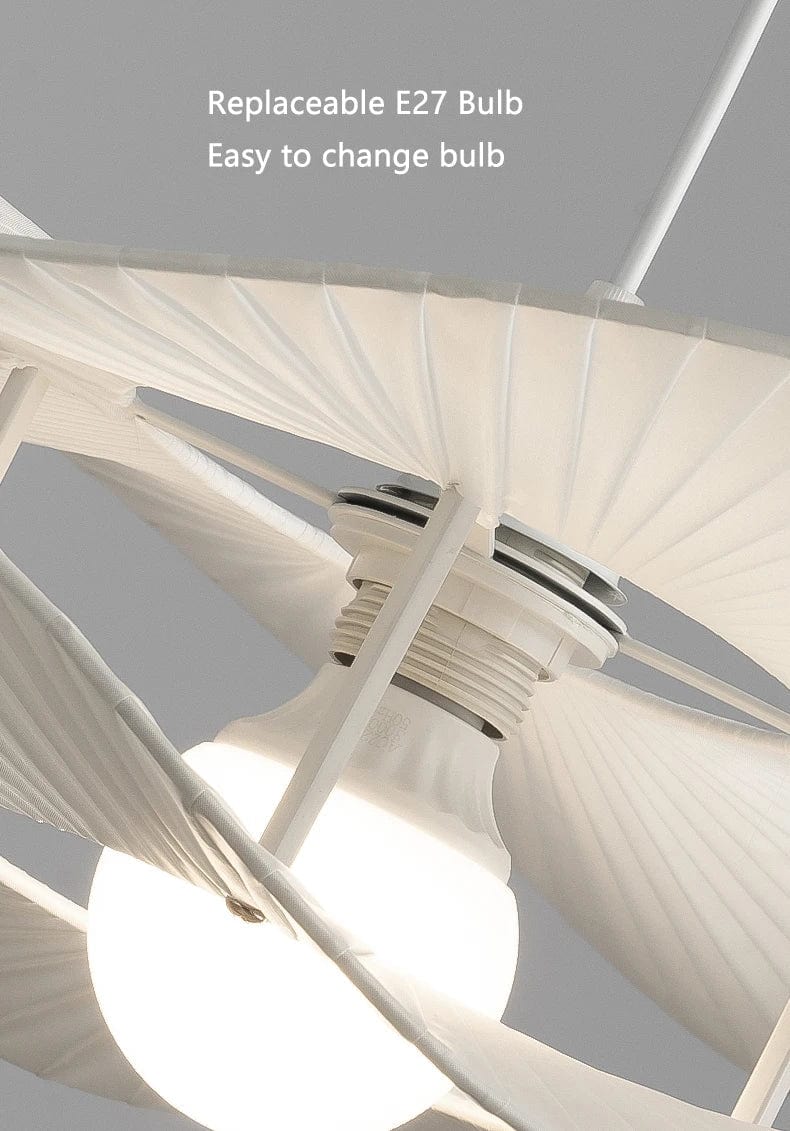 Lustre LED blanc en tissu pour salon et salle à manger | Marco Lucetti Lampes à suspension chapeau / 3 Température de couleur