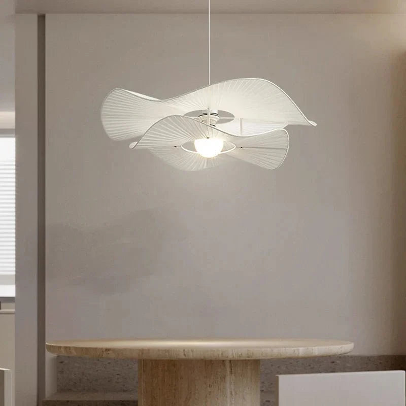 Lustre LED blanc en tissu pour salon et salle à manger | Marco Lucetti Lampes à suspension chapeau / 3 Température de couleur