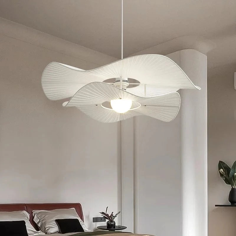 Lustre LED blanc en tissu pour salon et salle à manger | Marco Lucetti Lampes à suspension chapeau / 3 Température de couleur