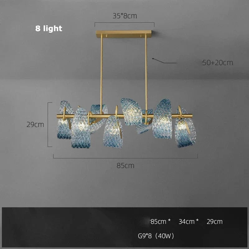 Lustre LED Bleu Art Déco | Marco Lucetti 85 cm