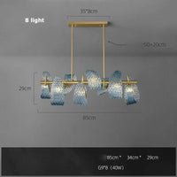 Lustre LED Bleu Art Déco | Marco Lucetti 85 cm