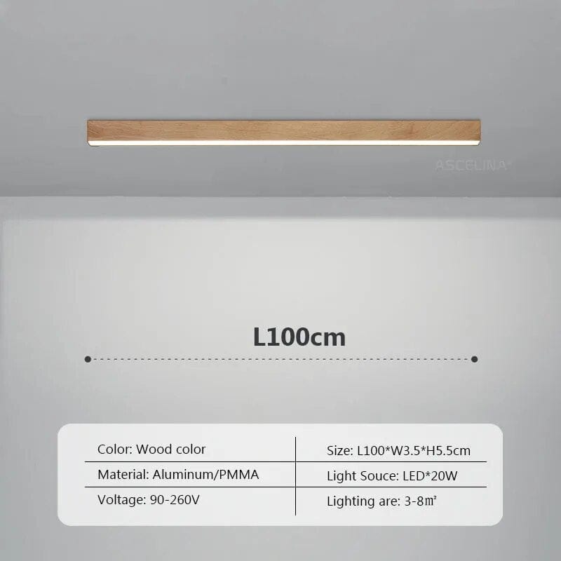 Lustre LED Bois Nordique Minimaliste | Marco Lucetti A100cm / Lumière blanche