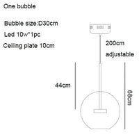 Lustre LED Boules en Verre Design Moderne Éclatant | Marco Lucetti 1 grosse bulle / Abat-jour blanc / Blanc chaud