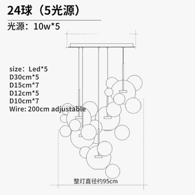 Lustre LED Boules en Verre Design Moderne Éclatant | Marco Lucetti