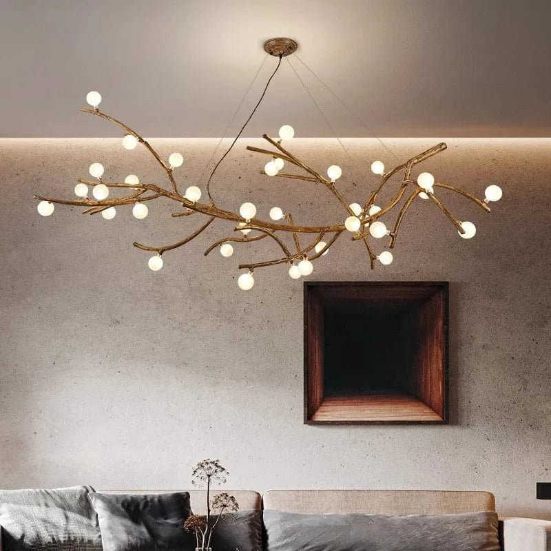 Lustre LED Branche de Bois: Design Moderne | Marco Lucetti