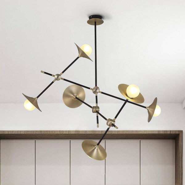 Lustre LED Branches Articulées & Lampes Dorées, Design Moderne | Marco Lucetti