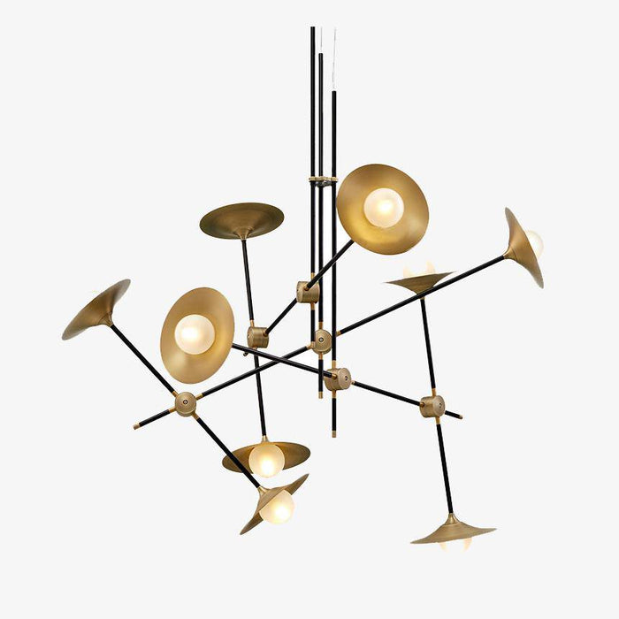 Lustre LED Branches Articulées & Lampes Dorées, Design Moderne | Marco Lucetti