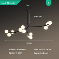 Lustre LED "Branches Colorées et Globes Irune" | Marco Lucetti Noir - 12 Lampes / Chaude