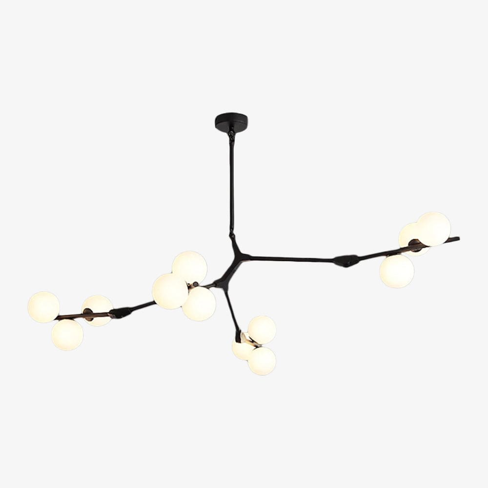 Lustre LED "Branches Colorées et Globes Irune" | Marco Lucetti Noir - 12 Lampes / Froide