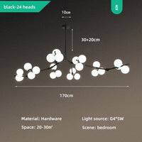 Lustre LED "Branches Colorées et Globes Irune" | Marco Lucetti Noir - 24 Lampes / Froide