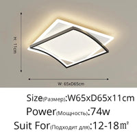 Lustre LED Carré Moderne pour Chambre Salon Étude Foyer Maison | Marco Lucetti Carré 65cm Noir / Blanc froid, pas de télécommande