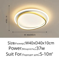 Lustre LED Carré Moderne pour Chambre Salon Étude Foyer Maison | Marco Lucetti Son 40cm doré / Blanc froid, pas de télécommande