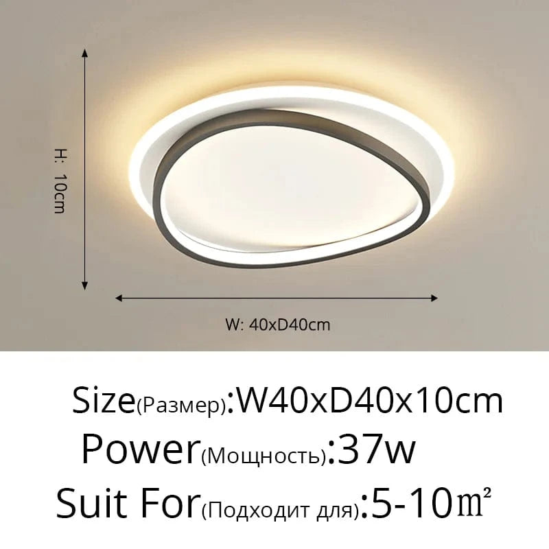 Lustre LED Carré Moderne pour Chambre Salon Étude Foyer Maison | Marco Lucetti Son 40cm Noir / Blanc froid, pas de télécommande