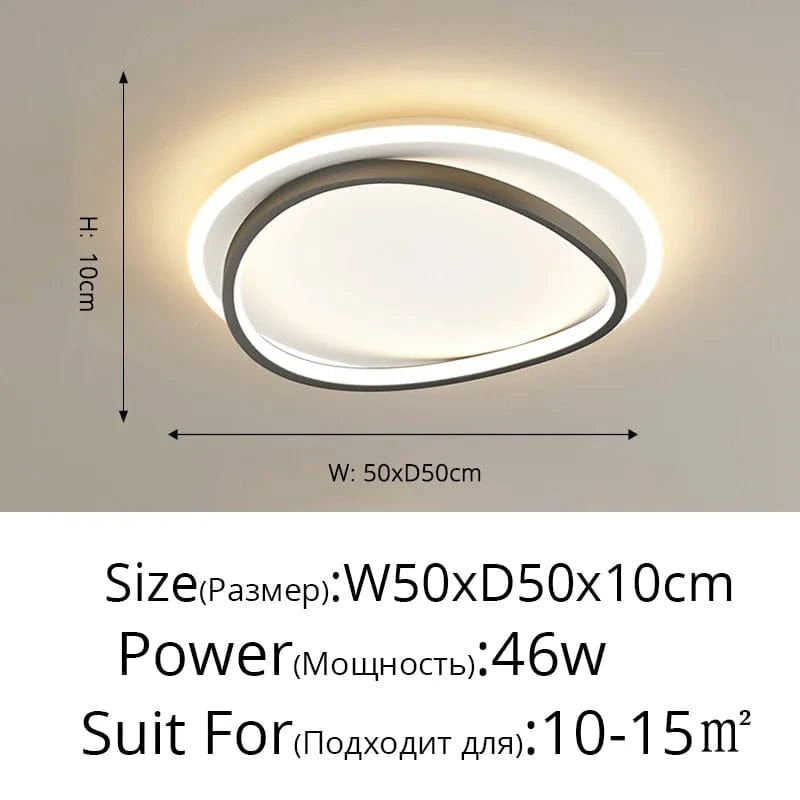 Lustre LED Carré Moderne pour Chambre Salon Étude Foyer Maison | Marco Lucetti Son 50cm Noir / Blanc froid, pas de télécommande