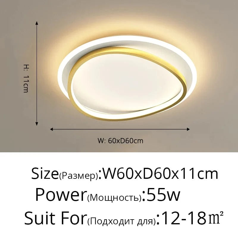 Lustre LED Carré Moderne pour Chambre Salon Étude Foyer Maison | Marco Lucetti Son 60cm doré / Blanc froid, pas de télécommande
