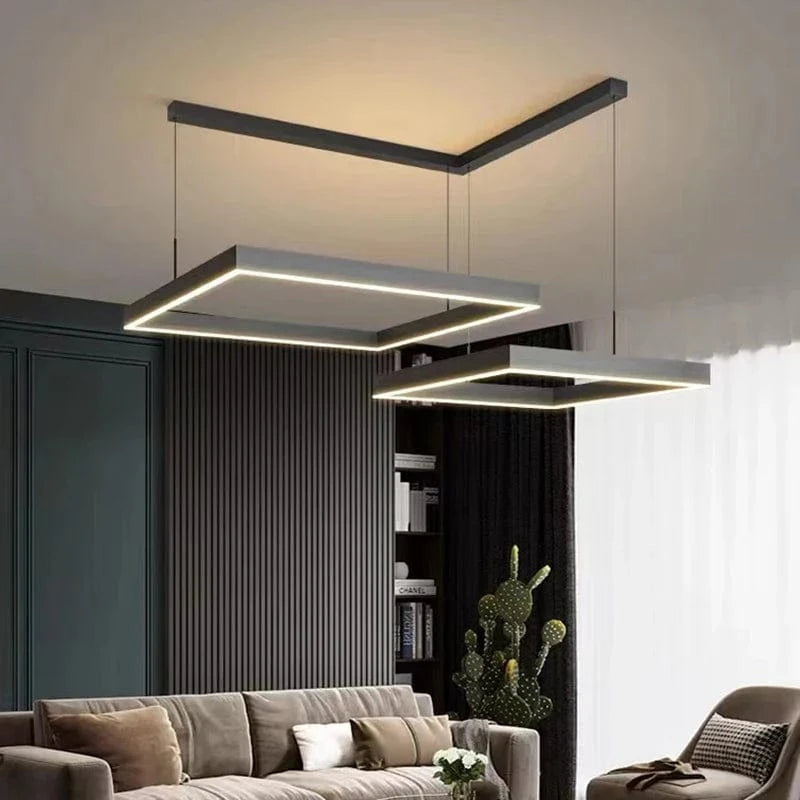 Lustre Led carré moderne - Rectangle Led Plafonnier Suspension Luminaire | Marco Lucetti