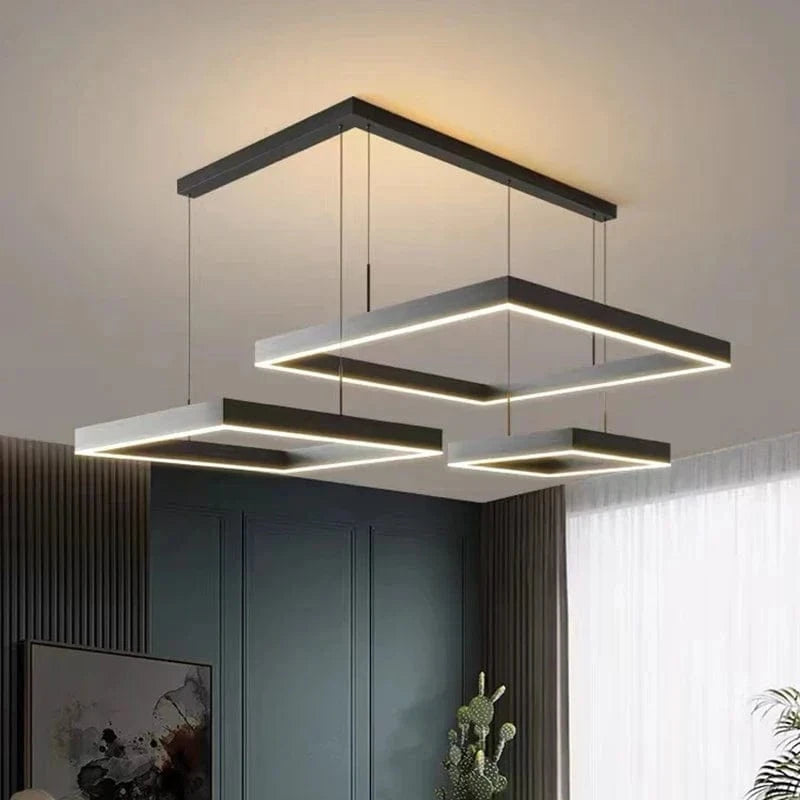 Lustre Led carré moderne - Rectangle Led Plafonnier Suspension Luminaire | Marco Lucetti