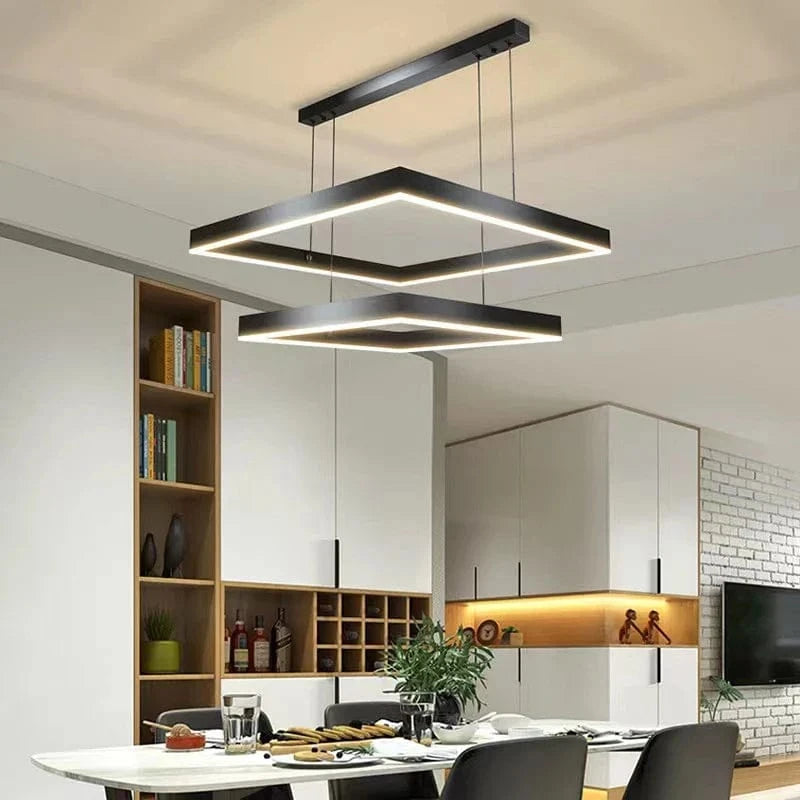 Lustre Led carré moderne - Rectangle Led Plafonnier Suspension Luminaire | Marco Lucetti